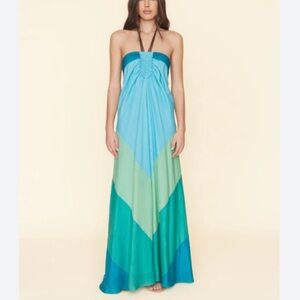 XiRENA Turquoise Maxi Dress size small silk cotton blend